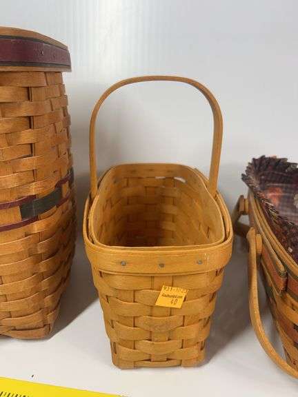 Longaberger Bee Basket, Mini Waste Basket, 2 Handled Baskets