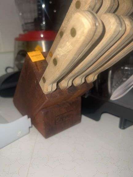 Assorted Kitchen Appliances and Butcher Block with Knives