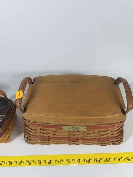 2002 Longaberger Traditions Christmas Basket, Longaberger Small Basket, Longaberger Blue Ribbon All