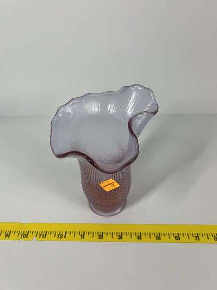 Fenton Pink Fluted Vase
