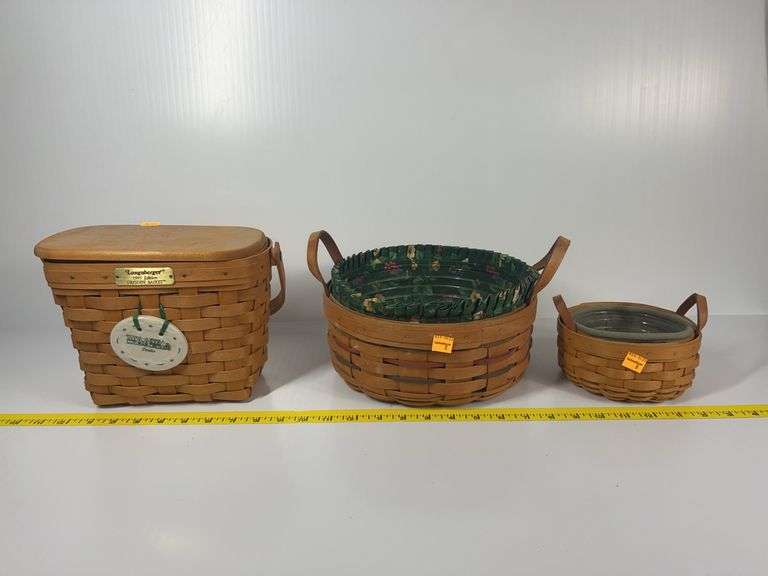 1995 Longaberger Dresden Basket, Longaberger Darning Basket, Longaberger Small Round Basket