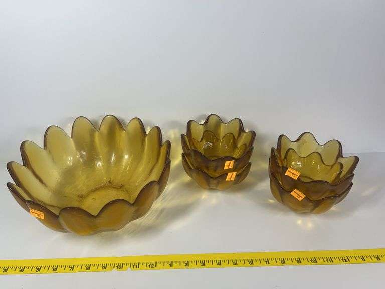 Vintage Blenko Lotus Bowl Set