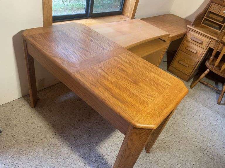 (3) wooden office desks
