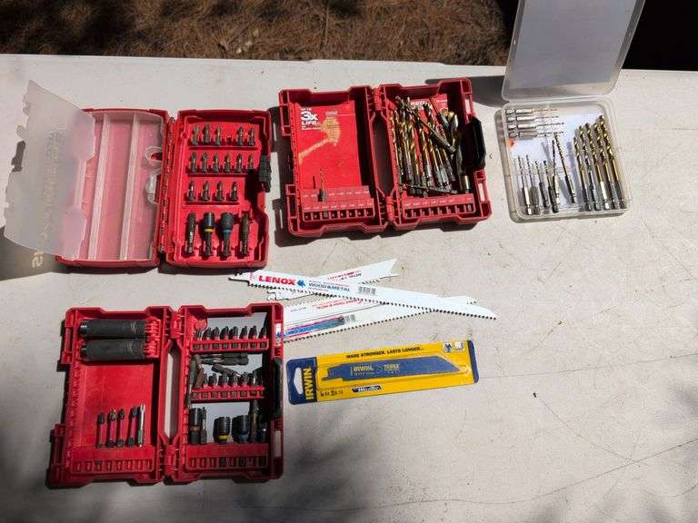 Milwaukee drill bits, sawzall blades, and other drill attachments