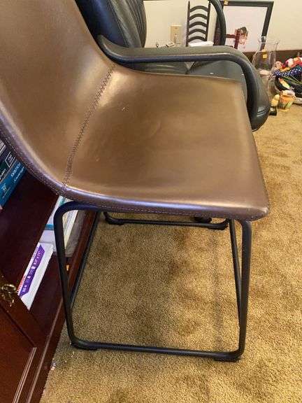 Black Rolling Office Chair, Leather Barstool