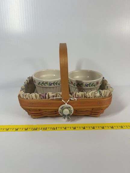 Longaberger Mother’s Day Early Blossoms Basket and Pottery Flower Pots
