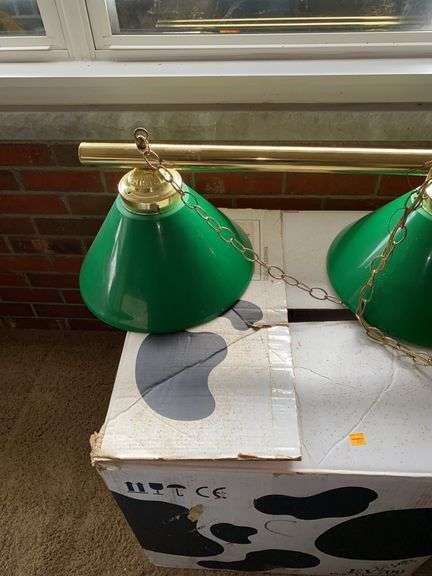 Green Double Bar Light with Chain, Large Box of Assorted Glassware
