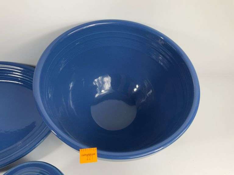 Blue Fiestaware Bowl, Platter, Sugar Bowl