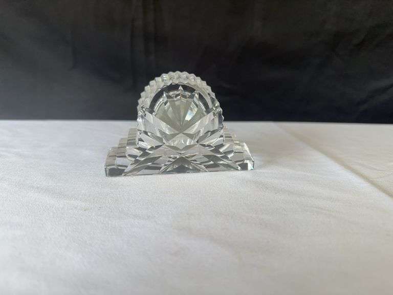 (2) Vases, (12) Napkin Rings, Waterford Crystal Clock, Leather Leaf, and other misc.