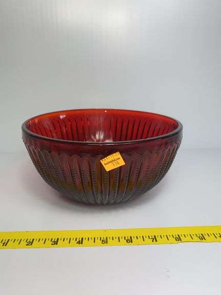 Vintage Ruby Red Glass Serving Bowl