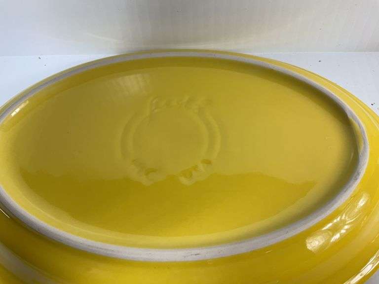 Yellow Fiesta Ware Platter, Bowls and Vegetable Bowl