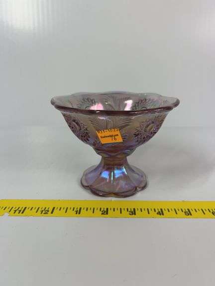 Fenton Lilac Carnival Glass Compote