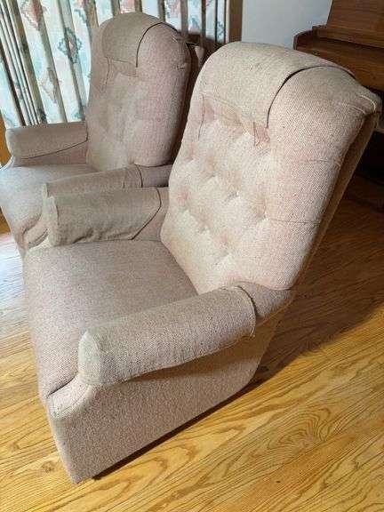 (2) matching recliners - (1) has rip