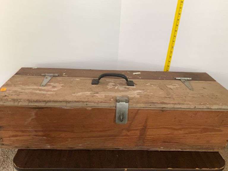 Wooden Tool Chest with Contents