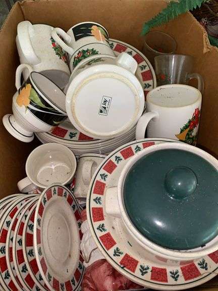 Box of Christmas Dishware