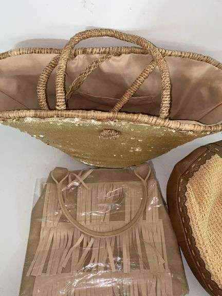 Sequined Bucket Purse, Faux Leather Fringe Purse, Faux Leather Purse