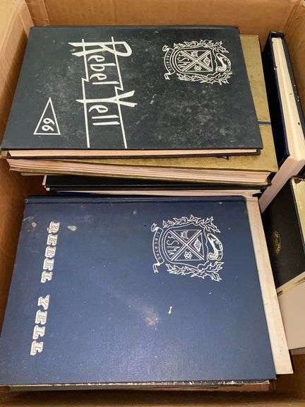 Large Box of Assorted Yearbooks and Books