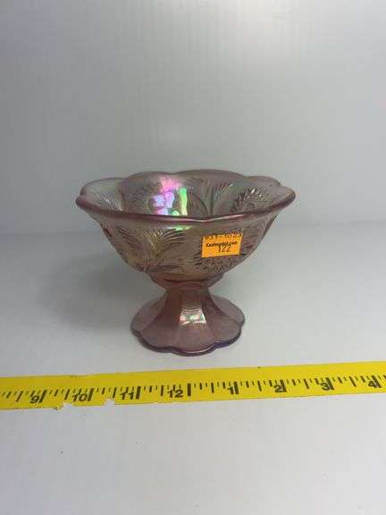 Fenton Lilac Carnival Glass Compote