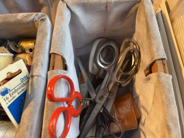 Sewing Basket with Patterns and Thread