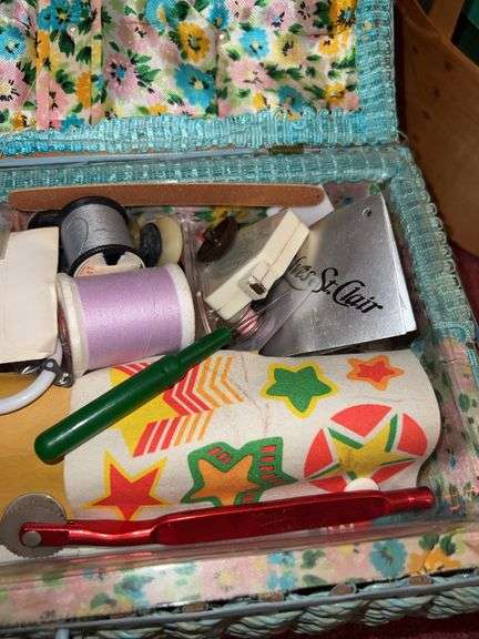 Sewing Stand with Contents, Sewing Box with Contents, Sewing Supplies