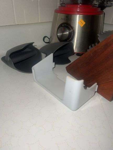 Assorted Kitchen Appliances and Butcher Block with Knives