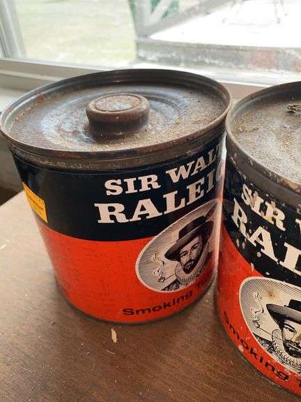 (2) Vintage Prince Albert Tobacco Cans, (2) Vintage Sir Walter Raleigh Tobacco Cans