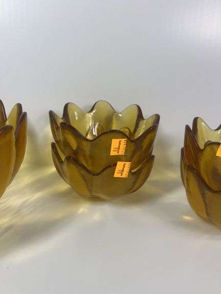 Vintage Blenko Lotus Bowl Set