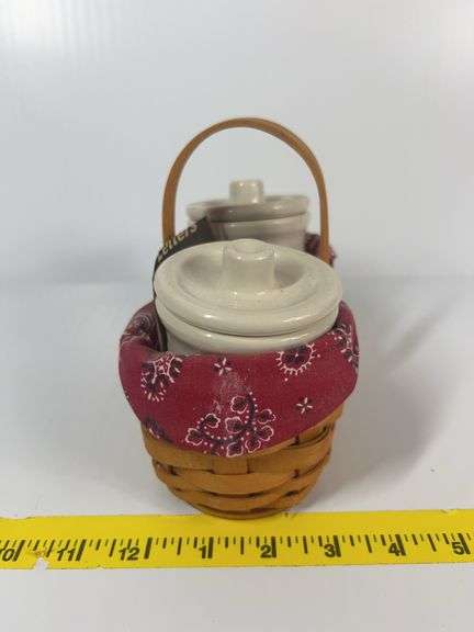Longaberger Barbecue Buddy Basket with Salt and Pepper Crocks