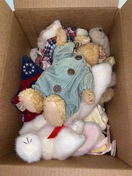 Box of Stuffed Animals and Accessories