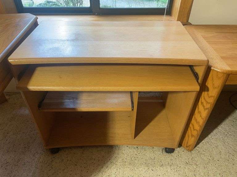 (3) wooden office desks