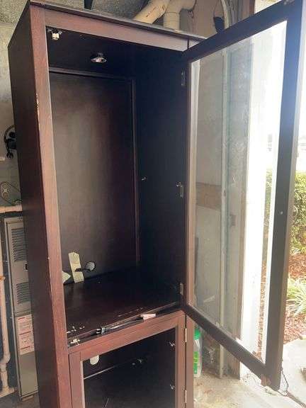 Wooden Cabinet with Light, ONE GLASS DOOR MISSING