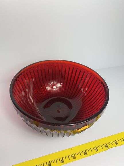 Vintage Ruby Red Glass Serving Bowl