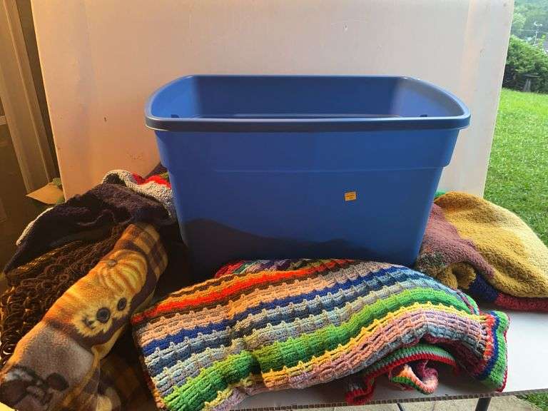 Tote with Afghans and Blanket