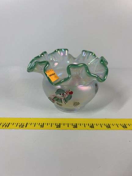 Fenton Longaberger Ruffled Snowman Compote