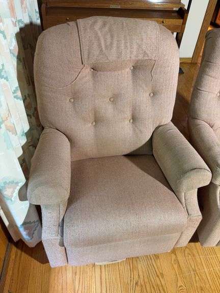 (2) matching recliners - (1) has rip