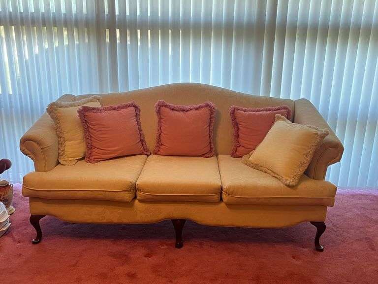Victorian Style 3 Cushion Sofa and Pillows