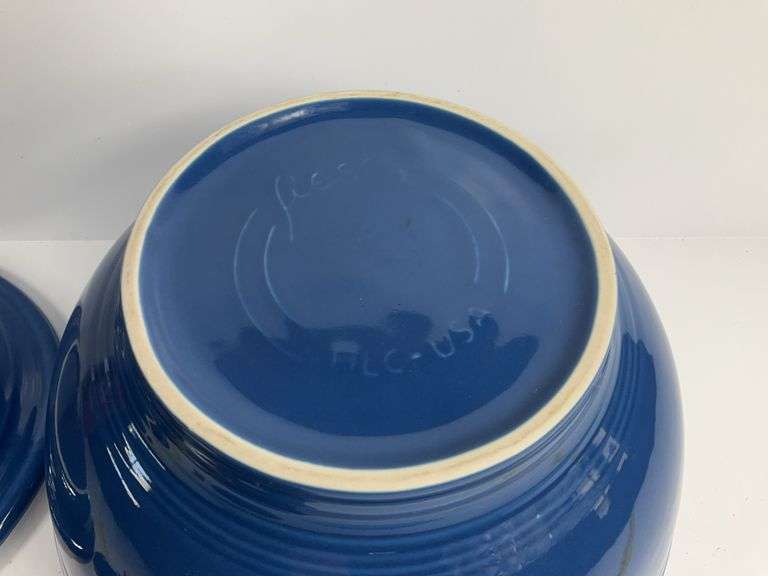 Blue Fiestaware Bowl, Platter, Sugar Bowl