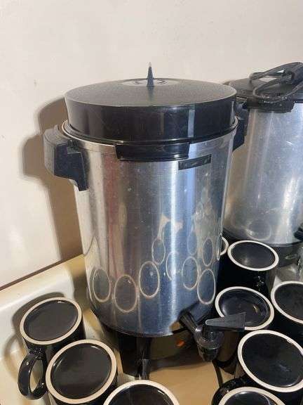 Griddle, mugs, (2) coffee warmers, and drinking glasses