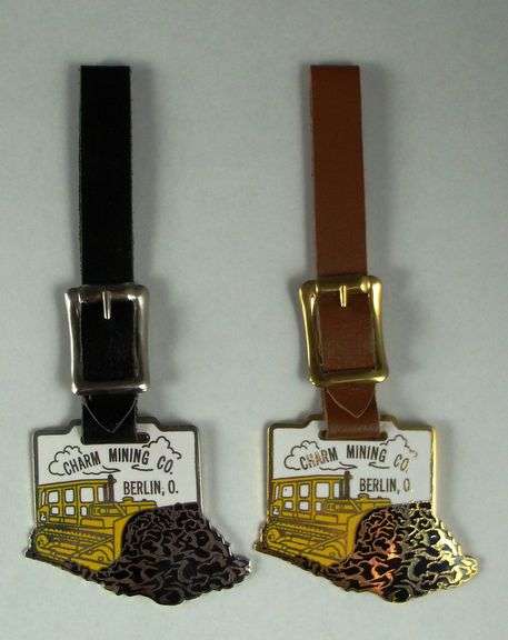 Charm Mining, Charm Ohio, set of two golden silver color, Watch Fobs