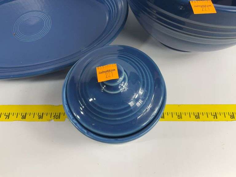 Blue Fiestaware Bowl, Platter, Sugar Bowl