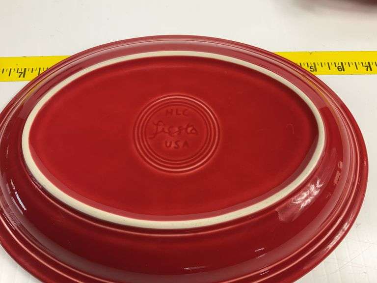 Red Fiesta Ware Platter, Plate, 2 Bowls