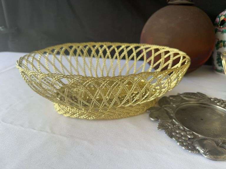 (2) Vases, (12) Napkin Rings, Waterford Crystal Clock, Leather Leaf, and other misc.
