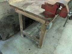 Wooden work bench - contents not included