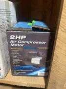 2 HP air compressor motor, travel trailer cover, and towing mirror