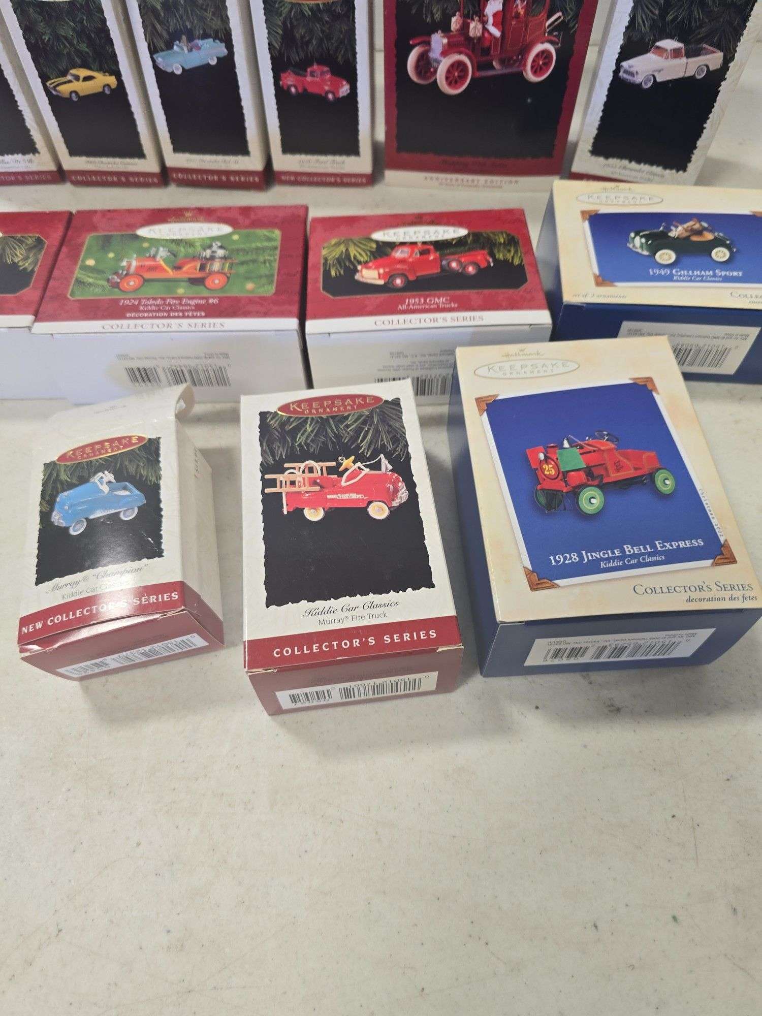 LOT OF 13 HALLMARK CARS CHRISTMAS ORNAMENTS