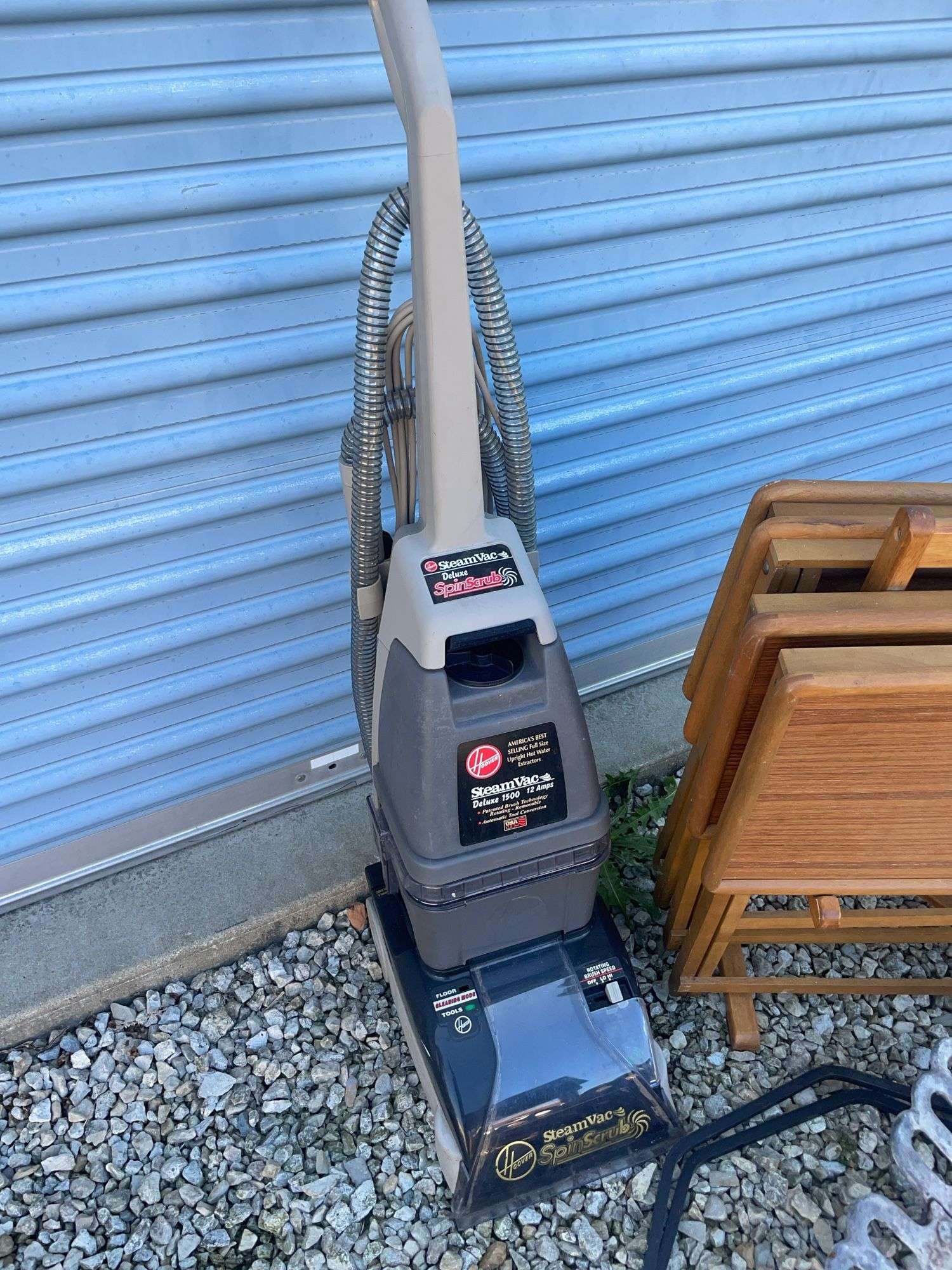 TV trays, Hoover Steam Vac and fireplace rack