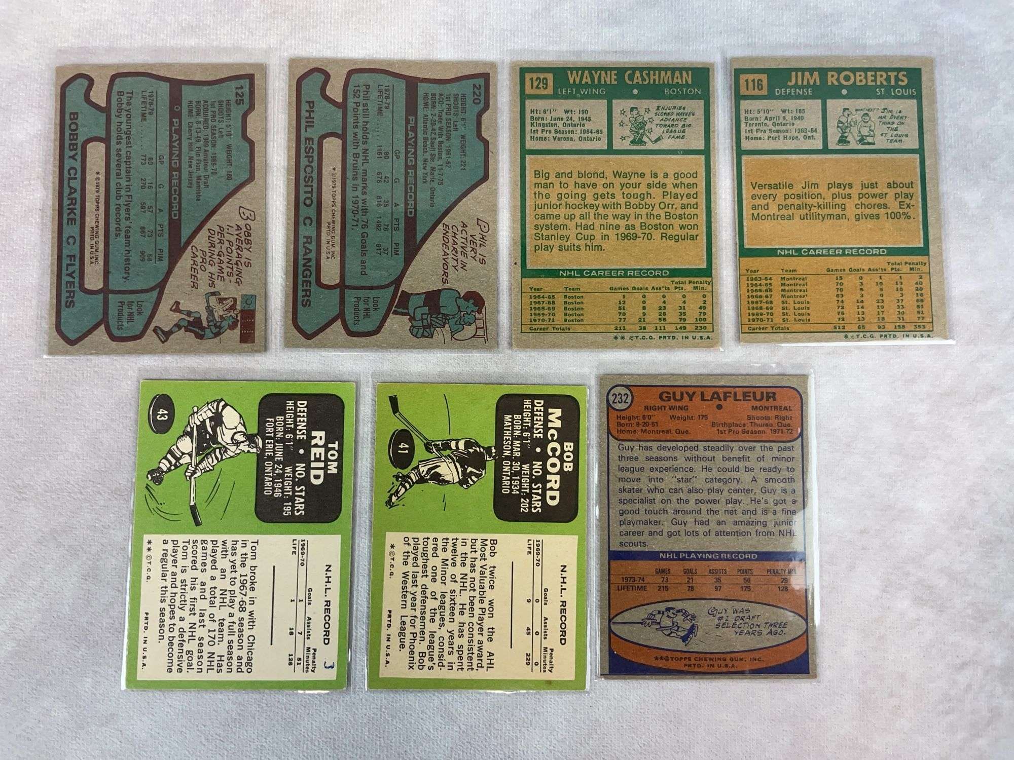 (9) 1970's Topps Hockey Cards - Hull, Esposito, LaFleur & Others