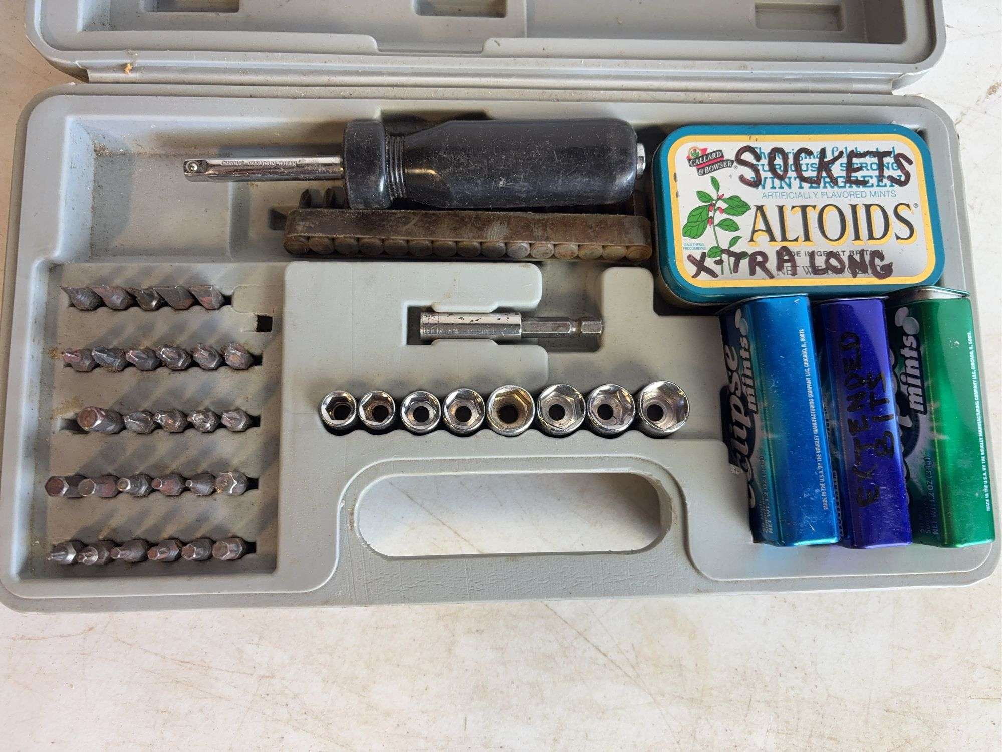 Sears/Craftsman belt sander, sockets, and driving bits