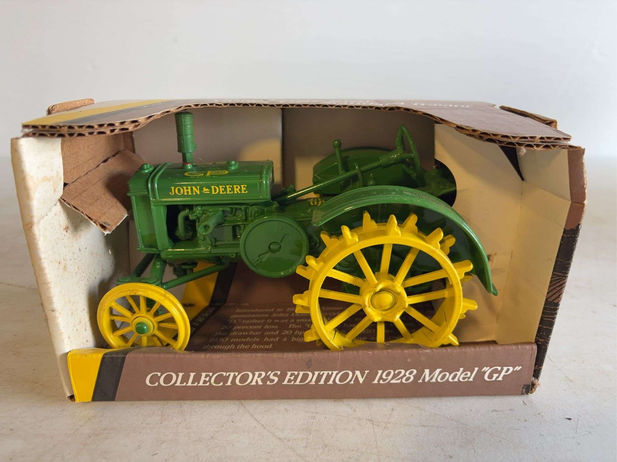 John Deere 1928 model "GP" die-cast standard tractor - 1/16 scale, dirty