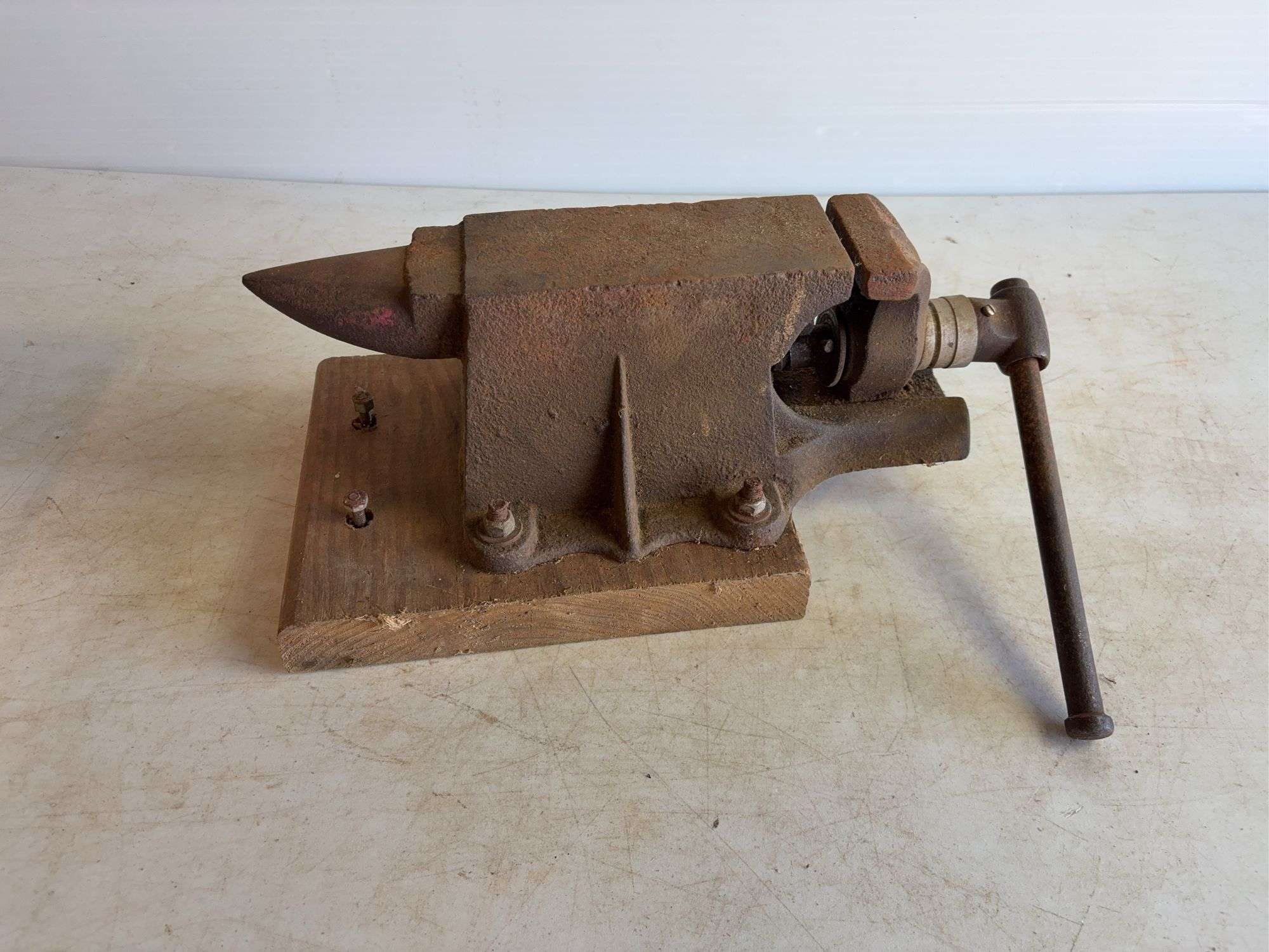 Anvil/bench vise and safety goggles